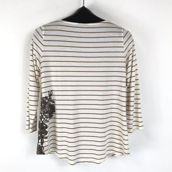 J. Jill Pima Floral Stripe Knit Top Women's Small Cotton Blend Stretch Casual - Picture 6 of 12